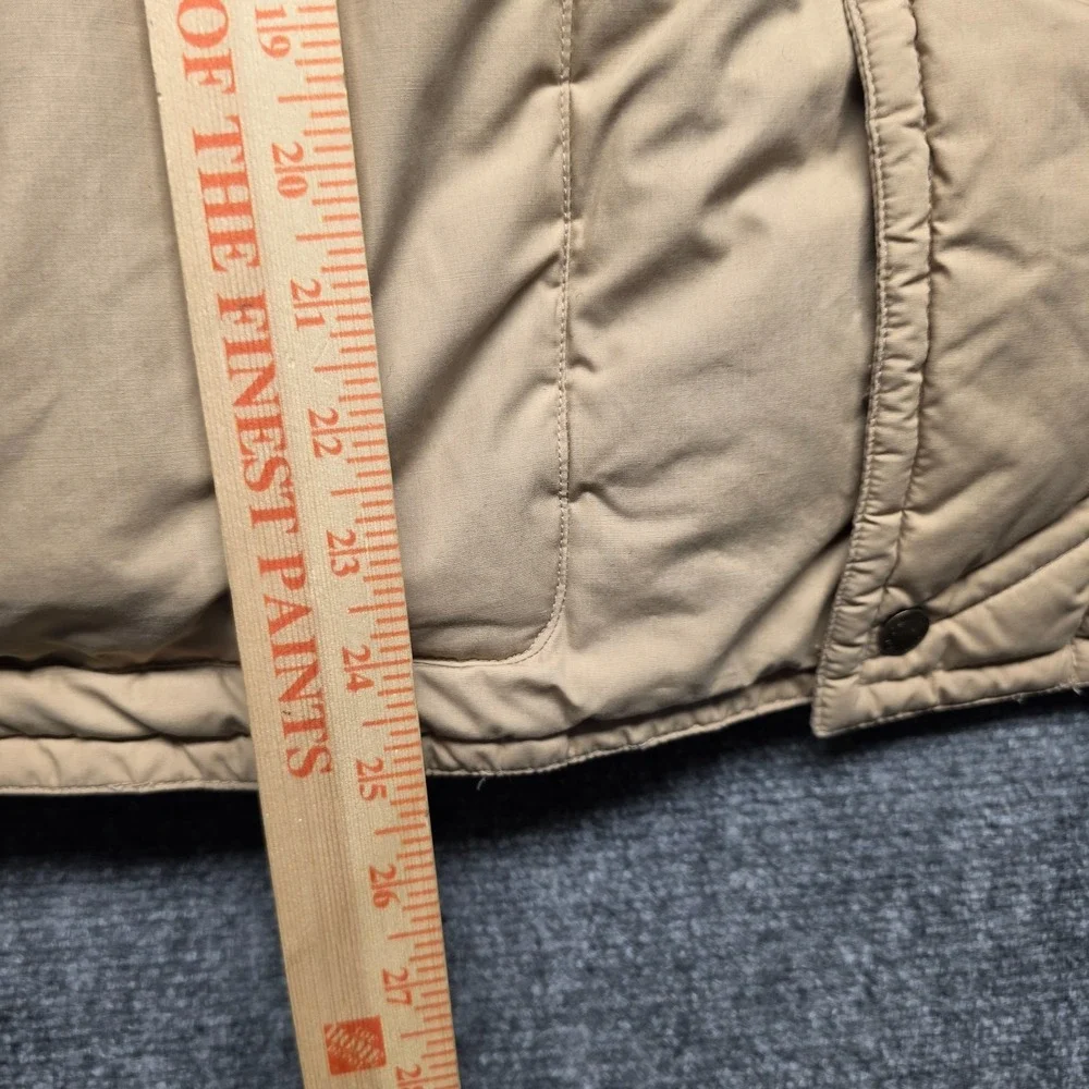 Vintage St Johns Bay Goose Down Vest Mens XL Tan Beige Chevron Quilted Puffer